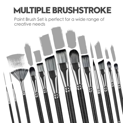 Paint Brushes 14PCS Set - Bougimal Professional Wood Paint Brush for Acrylic/Watercolor/Oil Painting, Kids & Adults Detailing Brush - Art Supplies Great for Canvas, Fabric, Rock, Face Painting