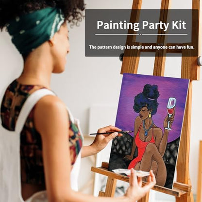 8 Pack Pre Drawn Canvas for Painting for Adults Sip and Paint Party Supplies Painting Kit 8x10 Stretched Outline Canvas Paint Party Favor for Artist Beginners - size: 8x10, style: Chic Girl, without Frame