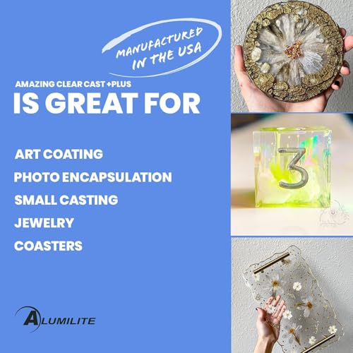 Alumilite Amazing Clear Cast Plus Epoxy Resin Kit for Making and Molding, UV, Plastic Coating, Casting for Countertops, Cups, Tumblers, High-Gloss, Glass Finish - 16 oz (8 oz Part A + 8 oz Part B) - size: 16 fl. oz.
