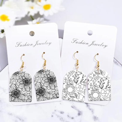 6 Pcs Black Flowers Transfer Paper for Earrings & Polymer Clay, Bloom Blossom Floral Pattern Water Soluble Transfer Sheet for Polymer Clay DIY Art Crafts Jewelry Earrings Making Supplies 5.82X3.9in