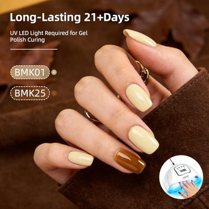 JODSONE Gel Nail Polish Set 32 Colors Nude Brown Gel Polish Set for Salon at Home DIY Nail Art - color: B31