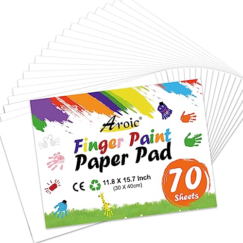 70 Sheets Finger Paint Paper, 11.8" x 15.7" Thick Art Paper for Kids & Toddlers, Ideal for Finger Painting, Crayons, Watercolor, Markers, Classroom Home Art Projects, Gift for Toddlers - color: 70p paint paper