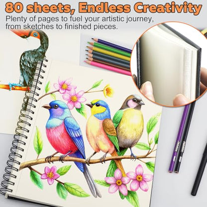 2PACK 5.5x8.5 and 1Pack 9 x 11 inches Hardcover Sketch Book，3 Pack 80-Sheets (68lb/100gsm)，Double-Sided Hardbound Sketchbook, Spiral Bound,Acid Free Painting Art Paper for Kids and Adults - size: 5.5 x 8.5 inches (2 Pack) + 9 x 11 inches (1 Pack)