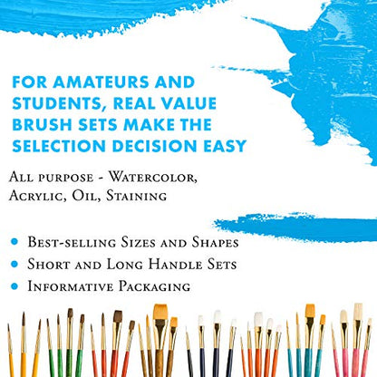 Princeton RealValue Brush Set, Gold Taklon, Dark Blue Handle, 6 Piece, 1 Count - color: Dark Blue, size: Set of 6