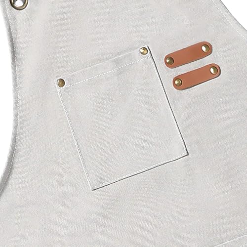 AFUN Aprons for Men Women with Large Pockets, 16-Ounce Cotton Canvas Cross Back Apron - color: Beige