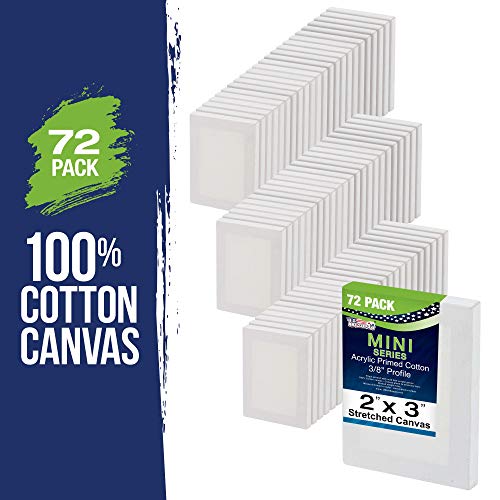 U.S. Art Supply 2x3 Mini Canvases for Painting, 72 Pack Bulk Small Stretched Artist Canvas Professional Primed - Ideal for Arts & Crafts