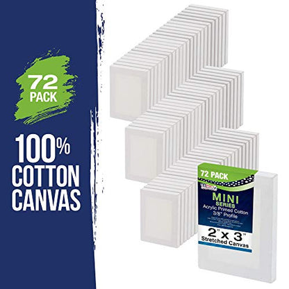 U.S. Art Supply 2x3 Mini Canvases for Painting, 72 Pack Bulk Small Stretched Artist Canvas Professional Primed - Ideal for Arts & Crafts