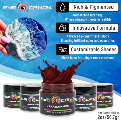Eye Candy Resin Pigment Paste – Highly Pigmented Epoxy Color, 2 oz, Solid Non-Metallic, Mixable for Custom Shades (Akawain Red) - color: Akawain Red