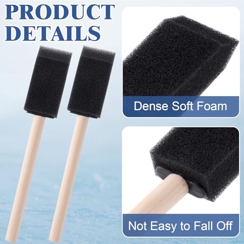 5pcs 1" Foam Brushes for Painting, Sponge Paint Brushes with Wood Handle, Reusable Paint Brushes for DIY, Cleaning, Staining, Varnishes - color: Black, 5pcs, 0.98"
