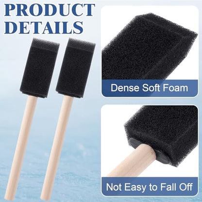 5pcs 1" Foam Brushes for Painting, Sponge Paint Brushes with Wood Handle, Reusable Paint Brushes for DIY, Cleaning, Staining, Varnishes - color: Black, 5pcs, 0.98"