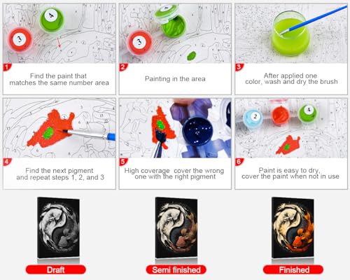 TUMOVO Paint by Numbers for Adults Beginner, Yin Yang Symbol with Koi Fish Paint by Numbers Kid Paint by Number Kits DIY Acrylic Painting Kits Paint by Numbers for Kids Beginner, 16 x20 Inch - color: Koi Fish