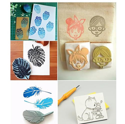 Rubber Stamp Carving Blocks, 4 Pcs Colorful 3.9 Inch x 1.97 Inch x 0.7 Inch TPR Rubber Blocks for DIY Carving (Color)