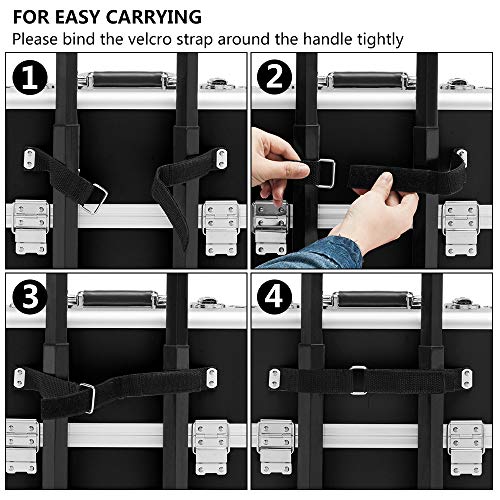 mefeir 3 in 1 Rolling Makeup Train Case, Aluminum Makeup Travel Organizer Cosmetic Case, Cosmetology Display Suitcase on Wheels, Beauty Storage Luggage Lockable w/4 Removable Wheels, Black - color: Black