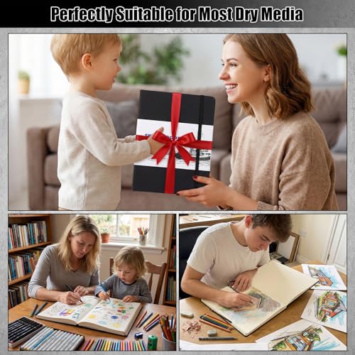 Hardcover Sketch Book, 110lb/180GSM Sketchbook for Drawing Painting, 160 Pages/80 Sheets Sketch Pad, 8.5×11 in Drawing Book Art Supplies for Teens, Adults, Artists - size: 8.5×11 Inch (1 Pack)