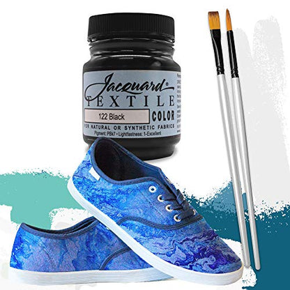 Moshify Jacquard Products Black Textile Color - Fabric Paint Made in USA - JAC1122 2.25-Ounces - Bundled Brush Set - size: 2.25 Ounce (Pack of 1)
