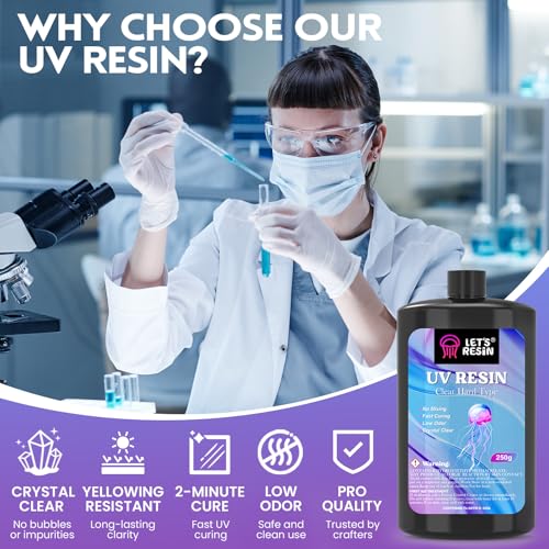 LET'S RESIN UV Resin Jewelry Making Kit - 153Pcs Crystal Clear 250g UV Resin Kit with Light, UV Resin Molds, Resin Starter Kit for Beginners, Keychain&Earring Making, Craft Decor - size: 250g Jewelry Making Kit