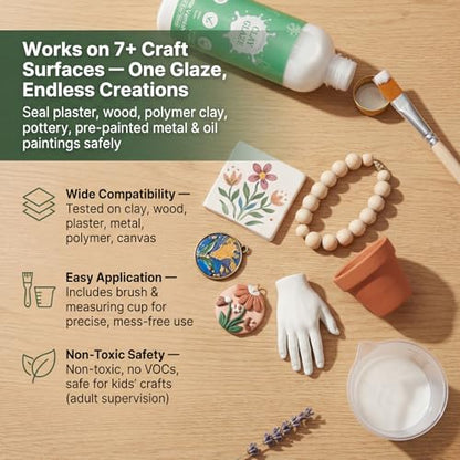 Air Dry Clay Glaze, 120ml Matte Finish, Prevent Clay Cracking, Scratch Resistant, Waterproof & Dustproof, for Crafts, Ceramics, Wood, Clay Sealant with Brush & Measuring Cup (4fl oz Matte) - color: Matte