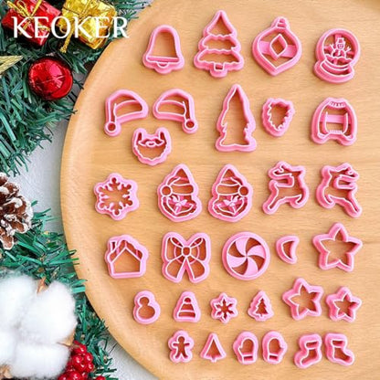 Keoker Christmas Clay Cutters, Christmas Clay Cutters for Jewelry Making, 32 Clay Cutters Shapes Christmas, Snowflake Clay Cutter for Earrings (All 2) - color: ALL 2