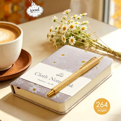 Fabric Pocket Notebook, Flower Cloth Hardcover Journal, A6, 264 Pages, 4x6 Small Notebook & Sketchbook, Similar Embroidered Journal, Lay Flat, Daisy Gifts for Women, Pink - color: A6-Cute Daisy Pink