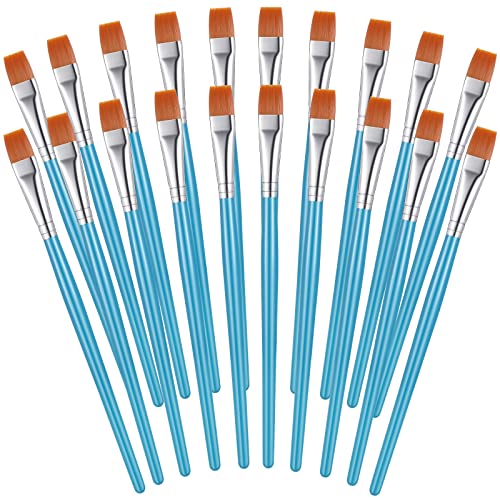 Zonon 20 Pcs Flat Paint Brushes Acrylic Painting Craft Accessories Classroom Prizes Gifts Small Watercolor Paint Brushes Bulk for Adult Artist Detail Oil Canvas Face(1/2 Inch,Blue) - color: Blue, size: 1/2 Inch