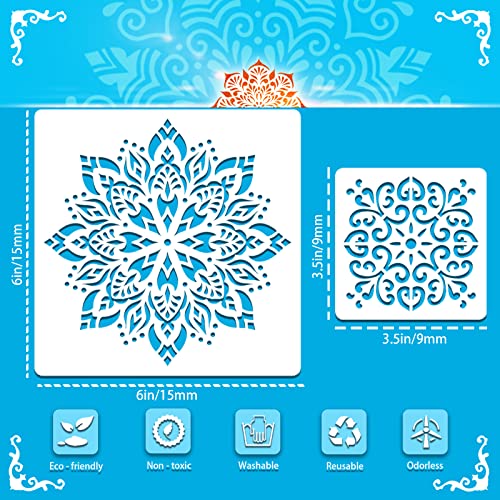 SUNFEEL 22Pack Mandala Craft Stencils – Mandala Templates 6 x 6 in and 3.5 x 3.5 in Reusable Painted Painting Stencils, for Painting On Wood and Canvas, DIY Crafts Andfurniture - style: A-Mandala