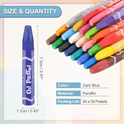 PATIKIL Dark Blue Oil Pastels, 24Pcs Soft Oil Crayons Vibrant and Creamy Pastels Stick Art Supplies for Art Painting Drawing Blending Graffiti for Artists Beginners - color: Dark Blue