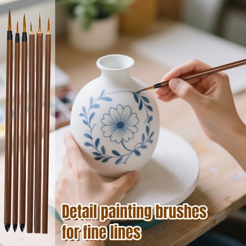 20 Pack Pottery Glaze Brushes, Wool Ceramic Brushes with Wood Handle, Soft Watercolor Goat Hair Blend Mop Brush Set for Acrylic Painting, Watercolor Oil Art Painting