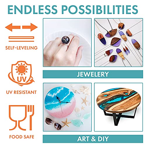 SmartArt Epoxy Resin 2 Gallon Kit | Easy to Use, Crystal Clear, Super Glossy, Durable, UV Resistant | for Arts & Crafts, Jewelry, Tabletops, Casting Molds, DIY - (1 Gallon + 1 Gallon)