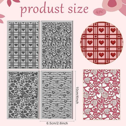 CHGCRAFT 4 Pcs Valentine's Day Love and Heart Polymer Clay Texture Sheet Valentine's Day Rubber Clay Texture Mat for Polymer Clays Making Earrings Jewelry DIY Crafts 3.9x2.6inch - style: Love and Heart
