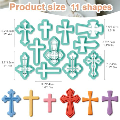 11Pcs Cross Polymer Clay Cutters Crosses Clay Earrings Cutters Polymer Jewelry Cutter for Earrings Making Party Festival DIY Supplies - color: Cross