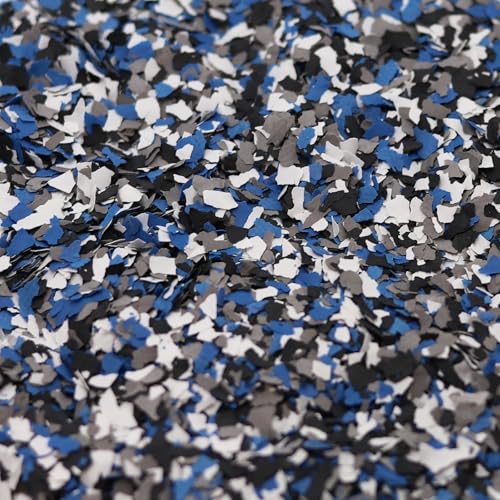 Blend Color Chips for Garage,Epoxy Floor Flakes Concrete Floor Coatings Decorative Paint Flakes for Walls Paint Interior Exterior(6lb,Black,White,Blue,Grey) - color: Black,White,Blue,Grey, size: 6lb(2700g)