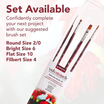 Princeton Velvetouch Long Handle Set, 4 Brushes - Professional Artist Brushes for Mixed Media, Acrylic, Oil.