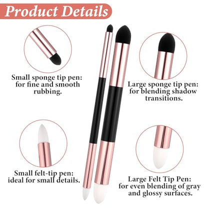 6 Pcs Oil Pastel Tools Artist Blending Sponge Pen Set Dual Tip Sketch Rubbing Sponge Brush Reusable and Washable Drawing Art Brush for Artist Highlight Shadow Sketch Drawing Blend