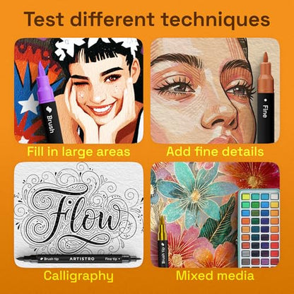 ARTISTRO 72 Acrylic Paint Markers - Paint Pens for Drawing - For Fabric, Rock, Glass, Wood, Molds - Arts & Crafts Gift for Adults, Teens, Kids, Classroom Must Haves & School Supplies