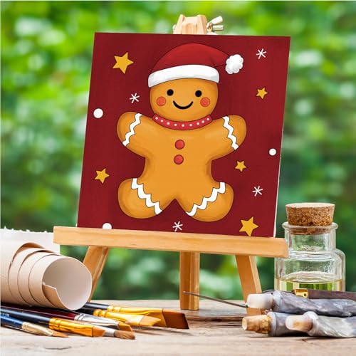 Anseal 12 Packs Pre Drawn Canvas to Paint, 4" X 4" Merry Christmas Happy New Year Pre-Printed Canvas Paint Party, Stretched Outline Painting Boards for Beginners, Party Favor - style: Christmas