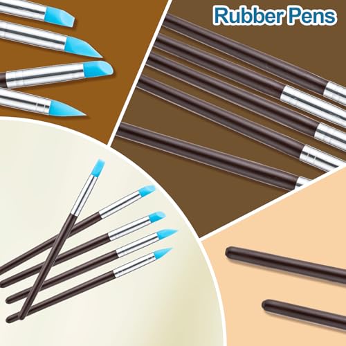 Amrules 10Pcs Clay Sculpting Tools, Practical Dual-End Rubber Pens and Dotting Tools Kit for Adults, Rock Painting, Nail Art, Carving, Drawing, Art Modeling, Shaping, Pottery Craft, Silicone Brushes - color: Blue-Silicone-10Pcs