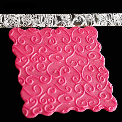 Acrylic Rolling Pin with 28 Patterns, Lightweight 6.3x0.4 Inch Textured Design for Cookie Dough and Pastry (#18) - size: 52008 flower vine