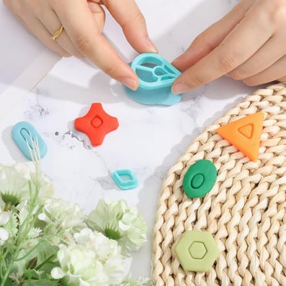 ORIGACH 22 Pcs Geometric Clay Cutters, Boho Studs Polymer Clay Cutters Set Different Geometrical Shapes for Earring Making - style: Basic Geometric
