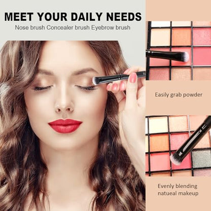 Raffaello Makeup Brushes 15Pcs Makeup Brush Set Premium Synthetic Powder Foundation Contour Blush Concealer Eye Shadow Blending Liner Make Up Brush Kit - color: Black