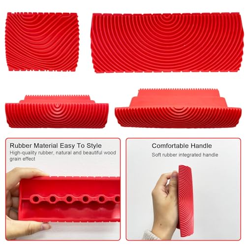 Wood Graining Tool, 4 PCS Wood Grain Tool Set, Rubber Empaistic Wood Texture Painting Tool for DIY Wall Room Art Paint Decoration - size: 4pcs