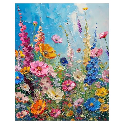 NPCSWXQ Wild Flowers Paint by Numbers Kit for Adults 16x20in DIY Painting | Relaxing Floral DIY Crafts for Number Artists Beginners. Premium Acrylic Paints, Canvas & 3 Brushes. Gift & Wall Decor Set - color: SZH2602