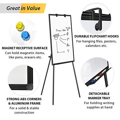 Easel Whiteboard - Magnetic Portable Dry Erase Easel Board 36 x 24 Tripod Whiteboard Height Adjustable Flipchart Easel Stand White Board for Office or Teaching at Home & Classroom (Black) - style: 36x24 Black
