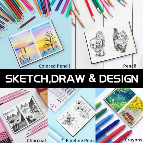 E-WEICHEN Mixed Media Sketch Pad, 4 x 6 inches 125 GSM (100 Sheets/200 Pages) Sketchbook for Drawing, Hardcover Mix Media Art Sketchbook for Wet and Dry Media,Painting,Drawing. 4X6 - color: 6x4in-Black