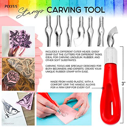 Rubber Block Stamp Carving Block Stamp Making Kit with Cutter Tools, 1 Carving Rubber Stamp for Printmaking, Printing and More - size: 1 Rubber Block + Carving Tool