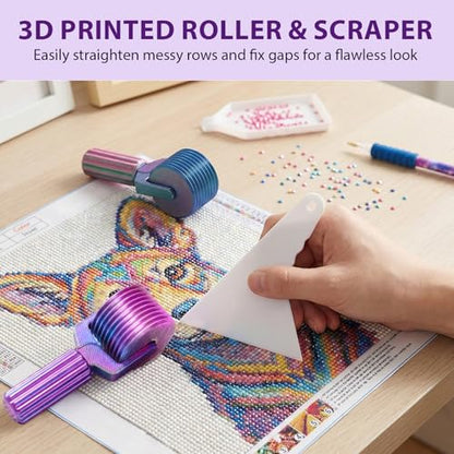 PASDUCHAS 2 Pack Diamond Art Roller Straightener, DIY Rhinestone Painting Accessories with 2 Pcs Diamond-Paint Art Aligning Tools