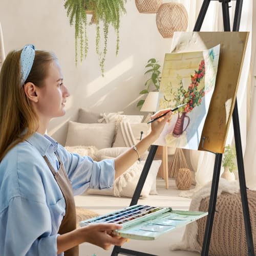 CroBlissful Black 50" Easel Stand for Wedding Sign Adjustable 3Tier Height Display Easel with Chain Heavy Duty Floor Tripod for Welcome Wedding Sign Painting Canvas Baby Shower Party Poster (Metal) - color: Black