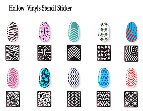 Nail Stencils for Nail Art Reusable,Nail Vinyl Stencils Sticker 144 Pieces 72 Designs,Hollow DIY Manicure Decoration Decals French Tip Nail Guides Supplies（24 Sheets Silver）