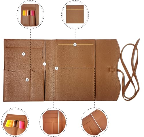 Leather Sketch Book Cover, Leather Sketchbook Holder for 5.5"x 8.5", Travel Sketch Board Pad Pencil Holder, Drawing SketchBook Cover Pencil Case, Painter Artist Sketch Pad Holder (Small) - size: Small