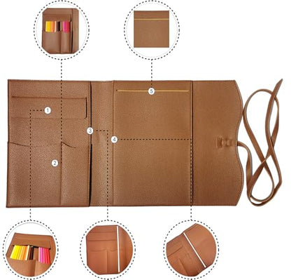 Leather Sketch Book Cover, Leather Sketchbook Holder for 5.5"x 8.5", Travel Sketch Board Pad Pencil Holder, Drawing SketchBook Cover Pencil Case, Painter Artist Sketch Pad Holder (Small) - size: Small