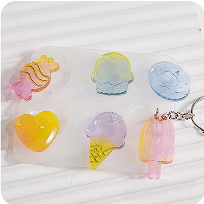1PC Ice Cream/Cake Shape Pendant Silicone Molds Summer Style Resin Epoxy Casting Molds for Earring Necklace Keychain Charms Pendants Jewelry Making DIY Gem Cabochon Craft Supplies White 88x76x6mm, - color: White-23